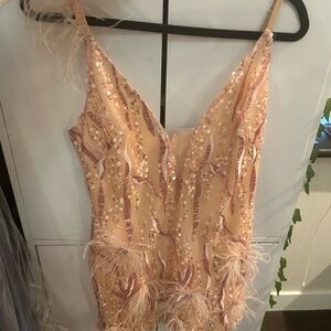 Sequin and Feather Embellished Dress